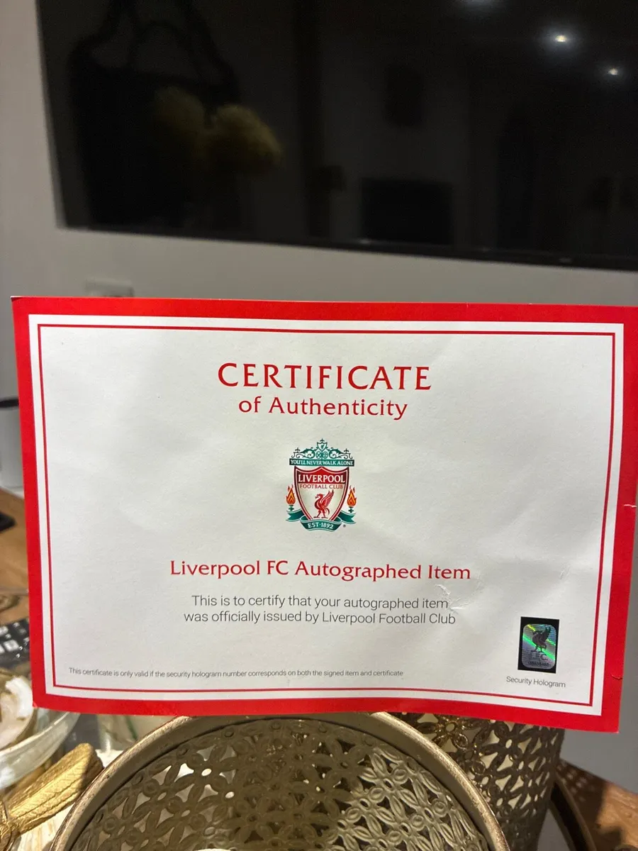 Liverpool Signed Jersey With Certificate - Image 2