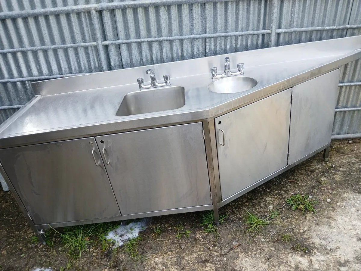Staneless steel cabbinet double sink unit complete - Image 2