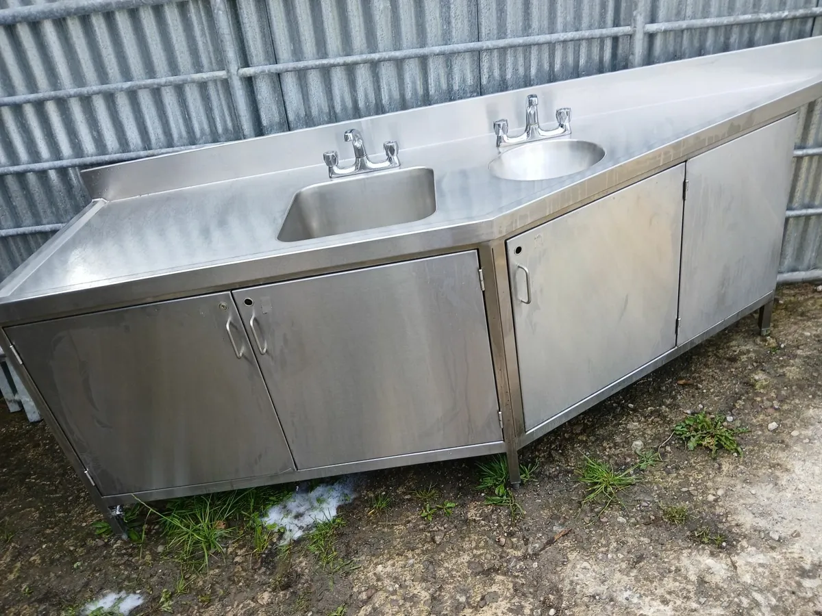 Staneless steel cabbinet double sink unit complete - Image 4