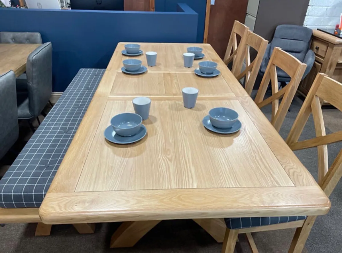 Solid Oak Extending Farmhouse Table, New - Image 2