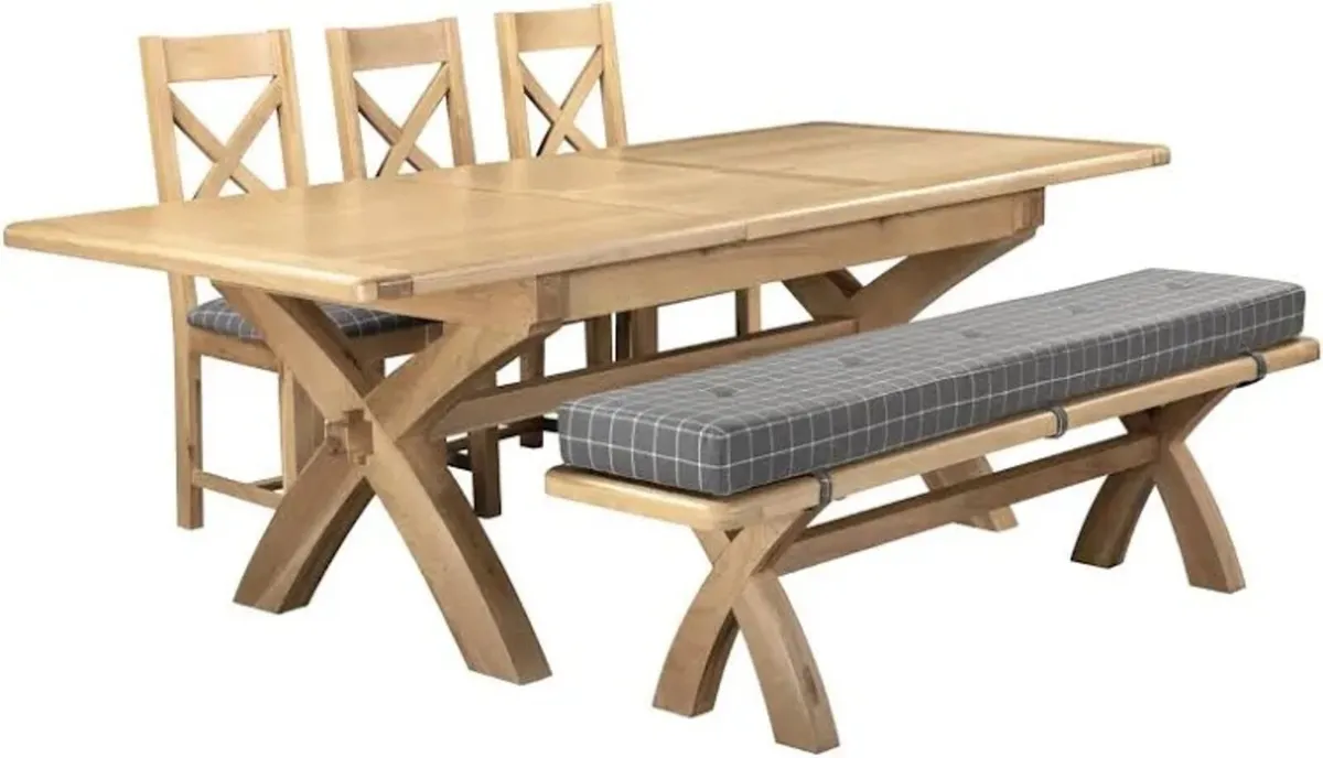 Solid Oak Extending Farmhouse Table, New - Image 4