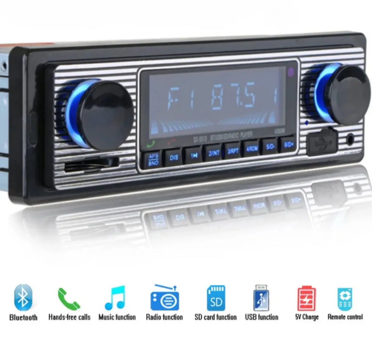 Retro Style Car Bluetooth Radio MP3 NEW - Image 1