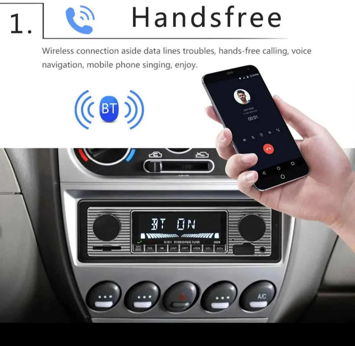 Retro Style Car Bluetooth Radio MP3 NEW - Image 2