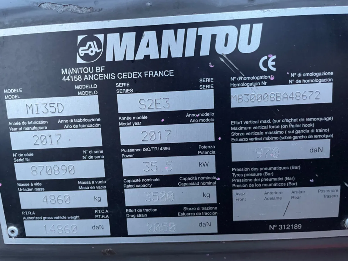 2017 manitou M135D 3.5 ton forklift - Image 4