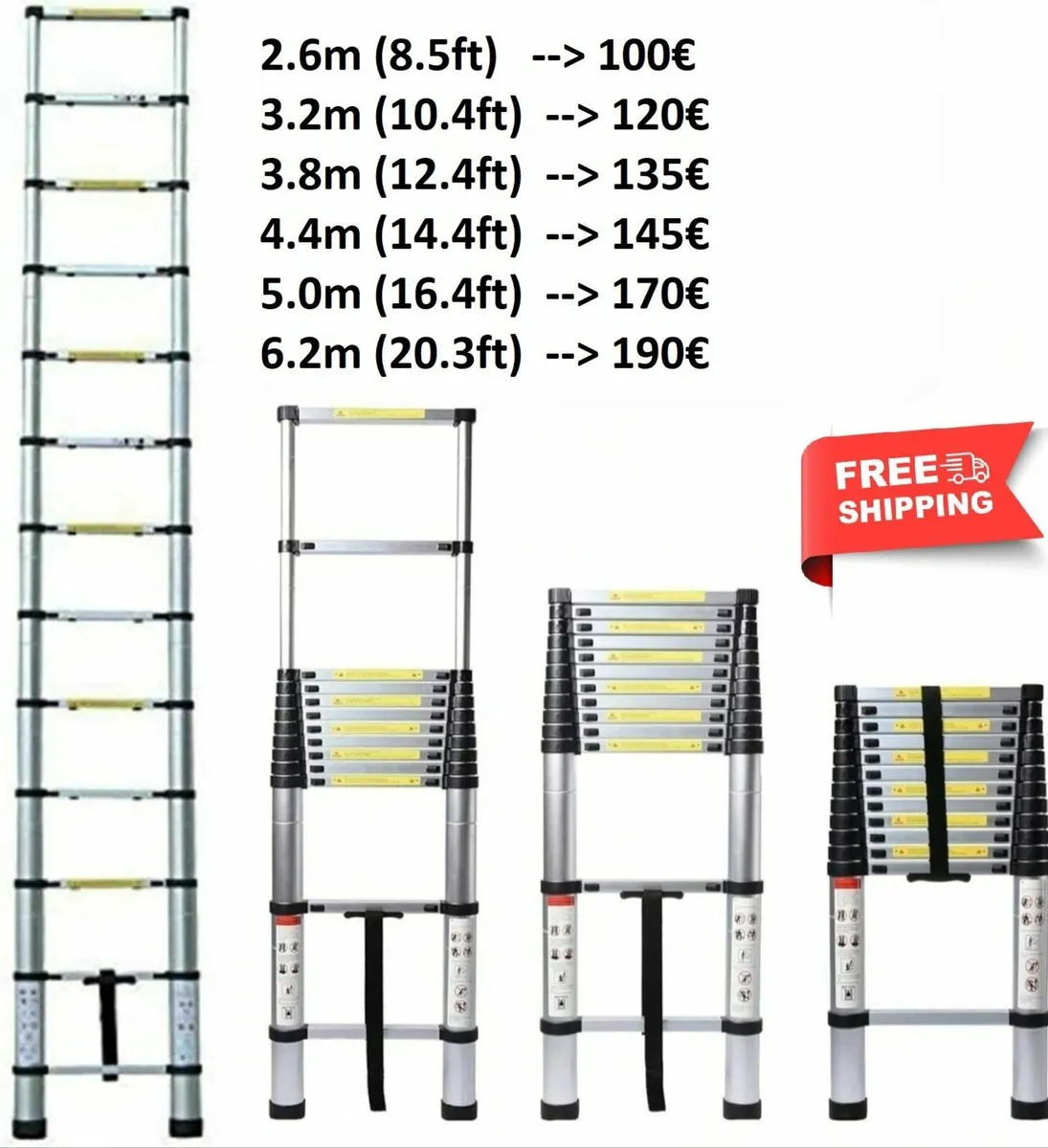 Telescopic Aluminium Ladder Portable Foldable - Image 1