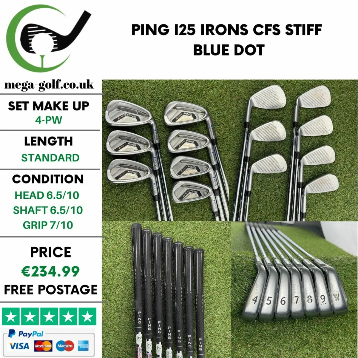 Ping i25 Irons / 4-Pw / CFS Stiff / Blue Dot - Image 1
