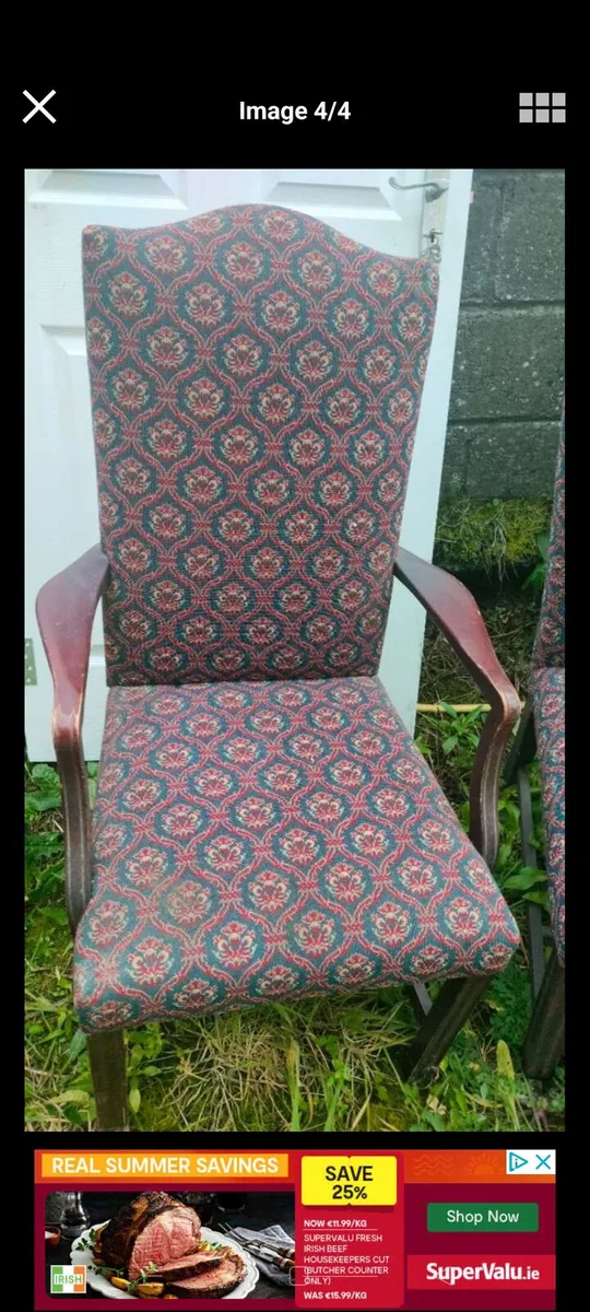 Set of 6 material covered Dining room Chairs.
2 Ca - Image 3