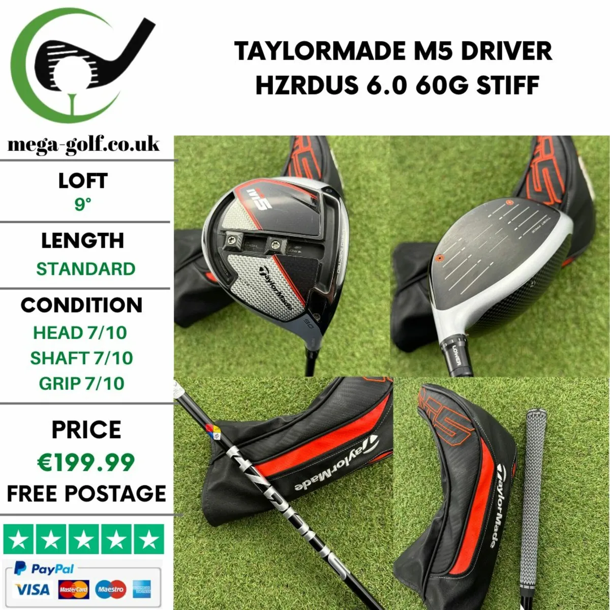 Taylormade M5 Driver / 9° / Hzrdus 6.0 60g Stiff - Image 1