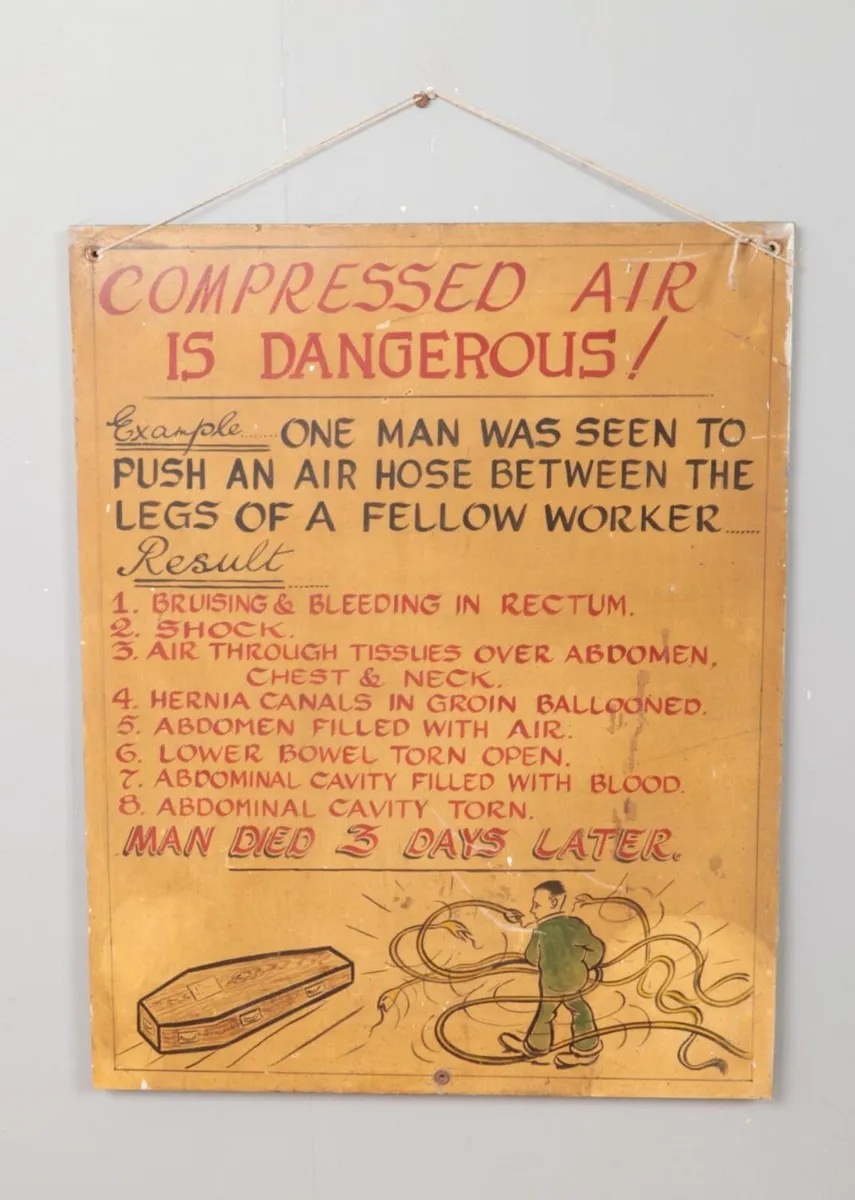 Vintage wooden safety sign