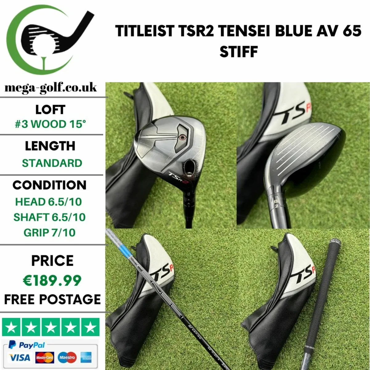 Titleist TSR2 #3 Wood 15° /Tensei Blue AV 65 Stiff - Image 1