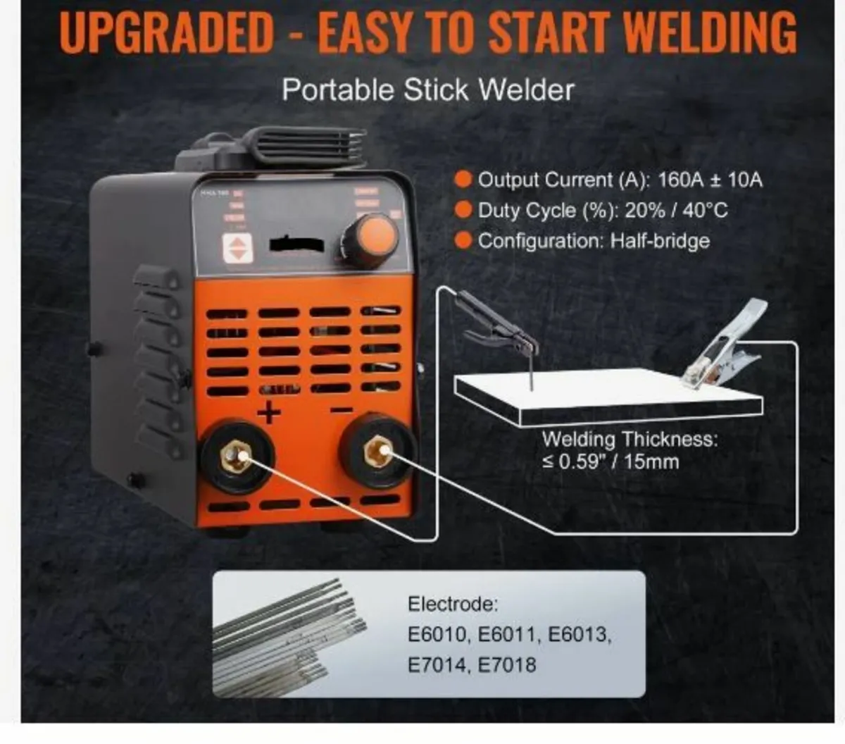 220V Stick Welder, 160A ARC/Lift TIG Welding - Image 2