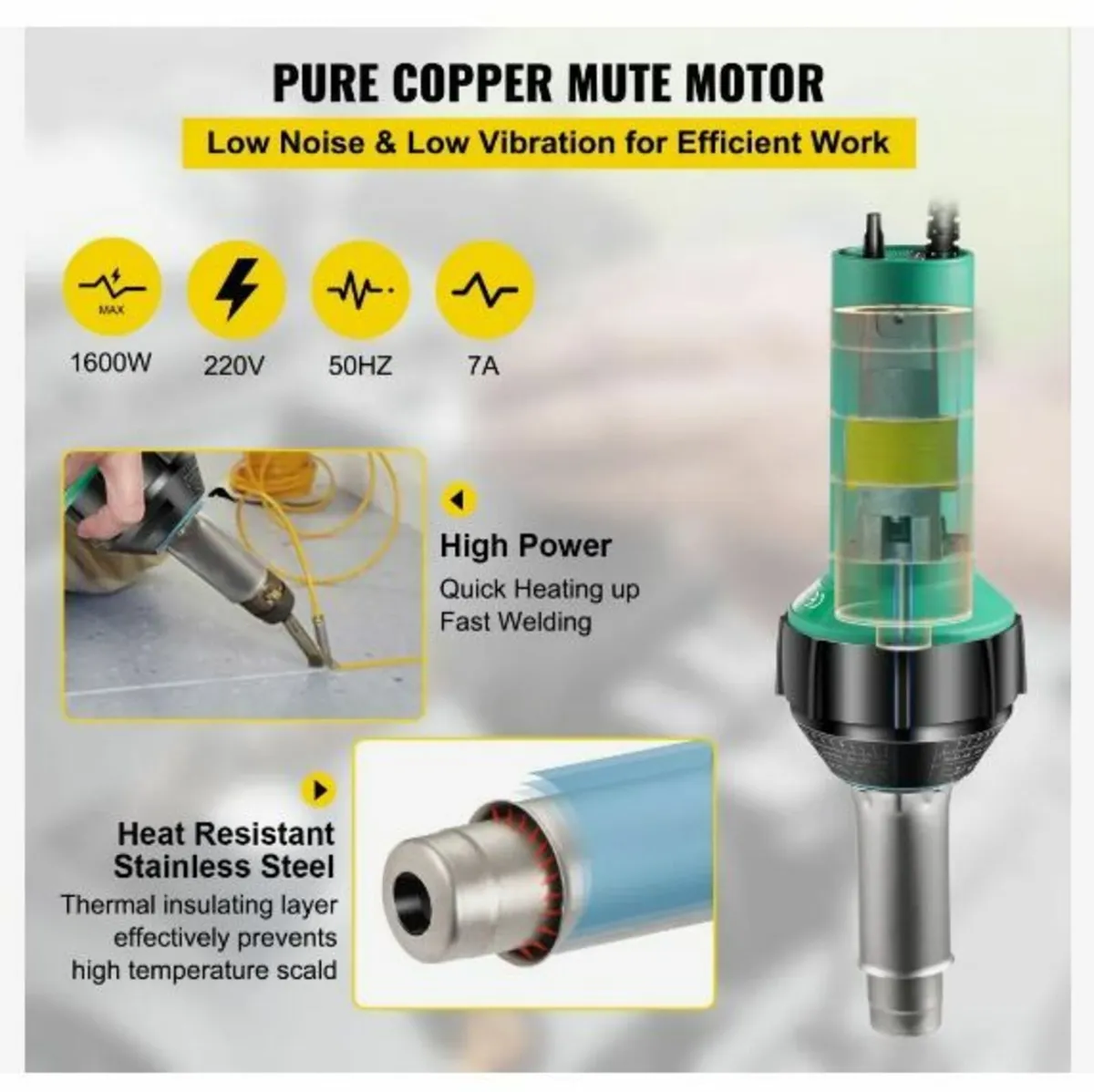 Roofing Welder, 8 Pcs PVC Welding Gun, 1600W - Image 3