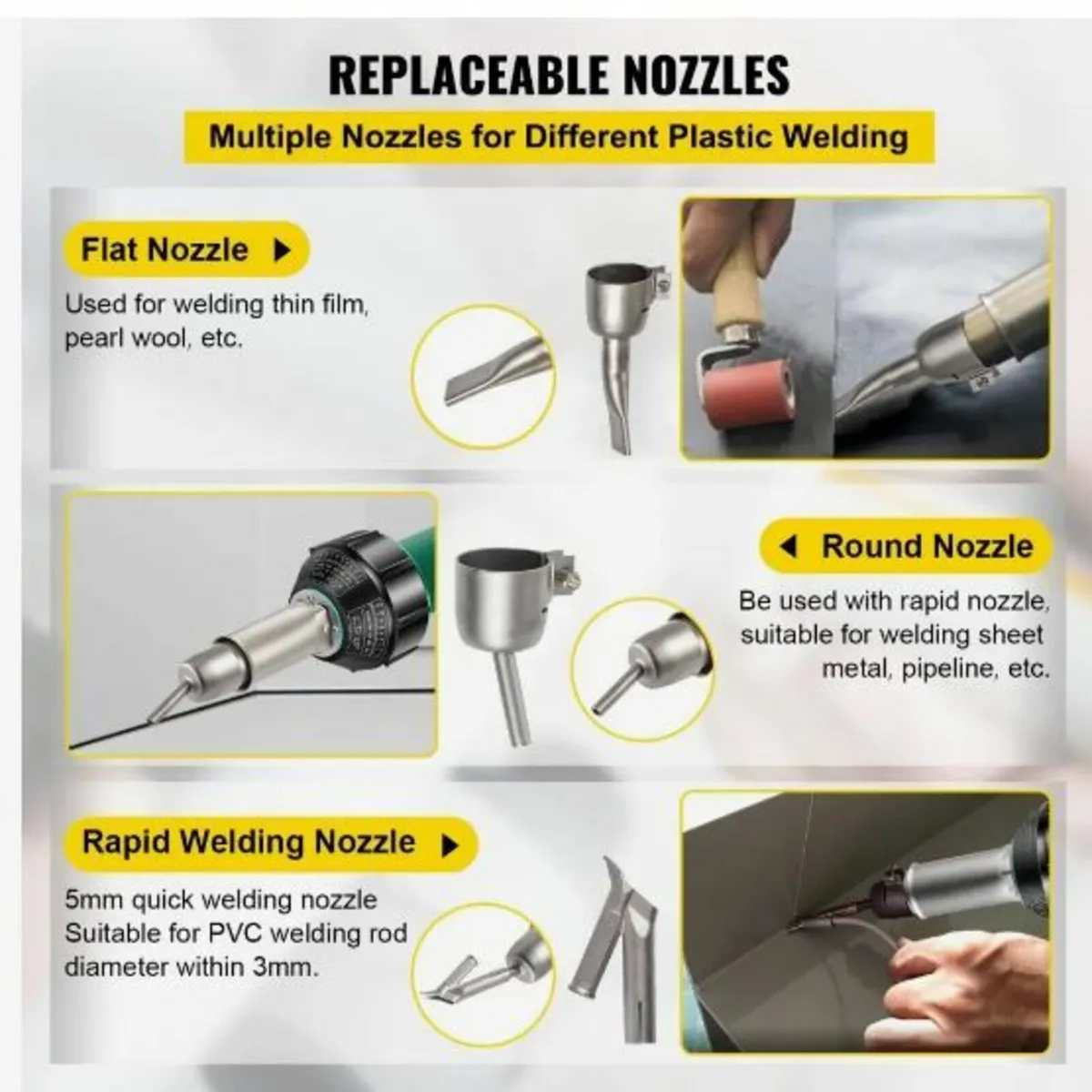 Roofing Welder, 8 Pcs PVC Welding Gun, 1600W - Image 4