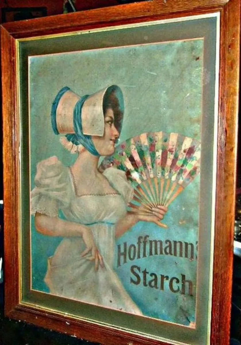 Large Vintage Framed Hoffman Starch Advertisement - Image 1