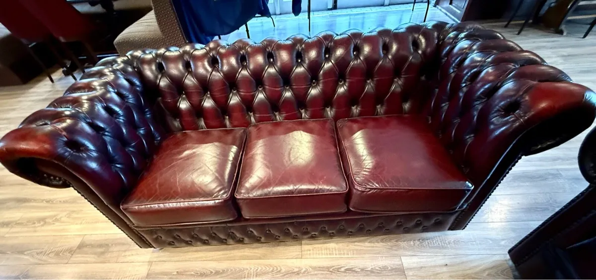 Chesterfield Couch and Chair - Image 3