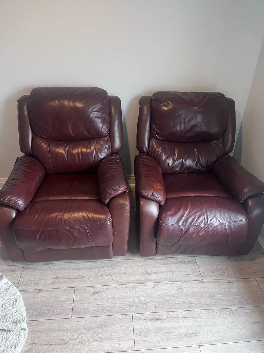 Brown leather recliners