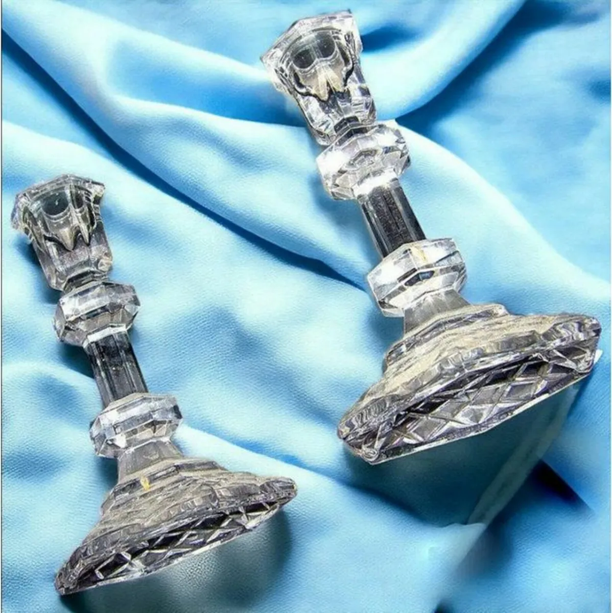 Vintage Pair Galway Crystal Candlesticks - Image 2