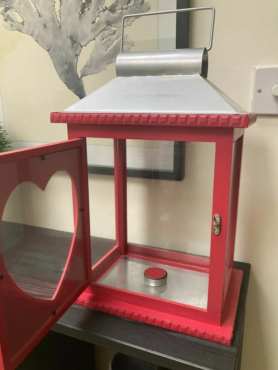 Large Wooden & Metal Candle Holder - Image 2