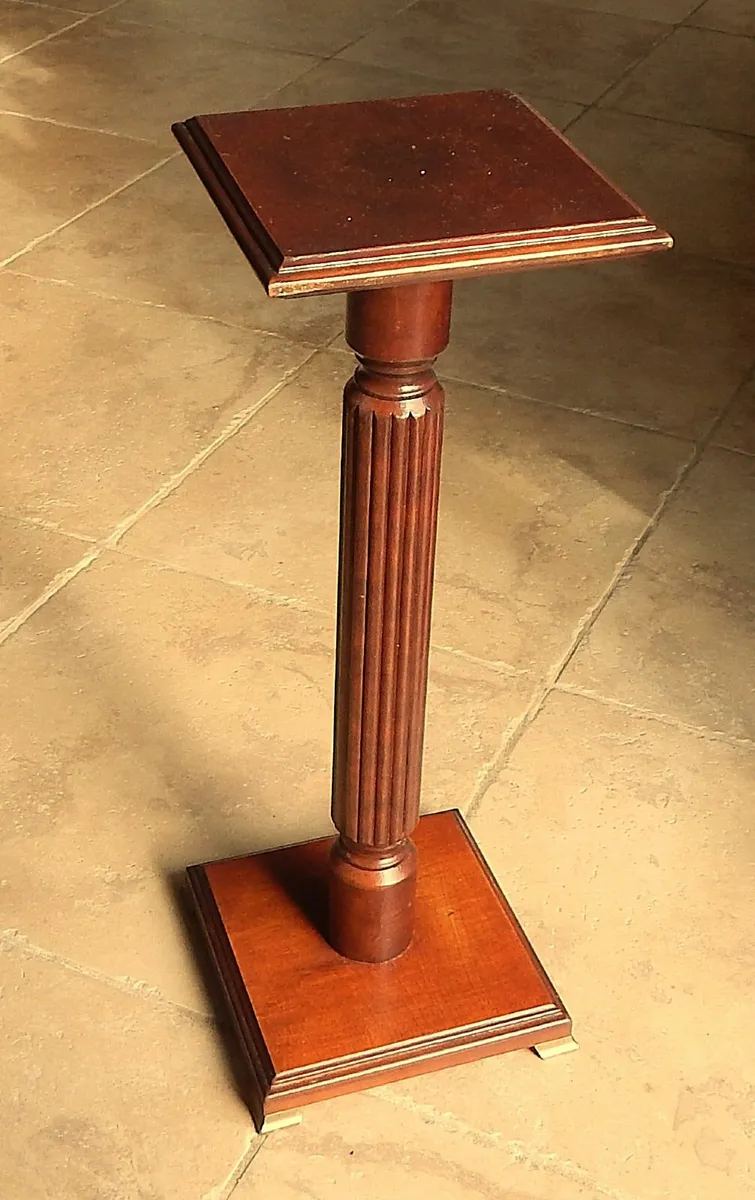 Vintage Mahogany Plant Stand with Brass Feet - Image 1