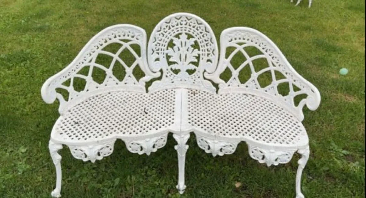 Antique cast iron garden bench