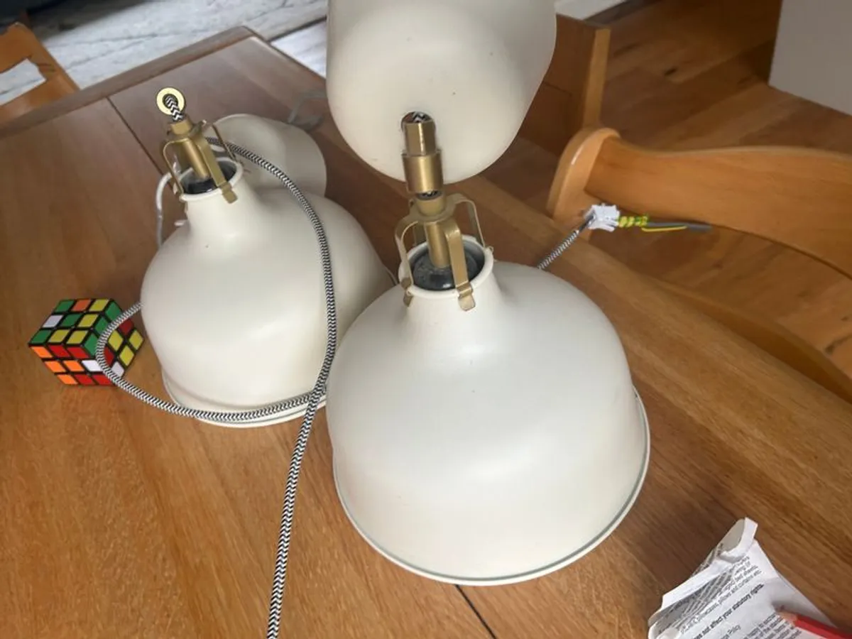 Two IKEA RANARP Pendant Lamps, Off-White - Image 2