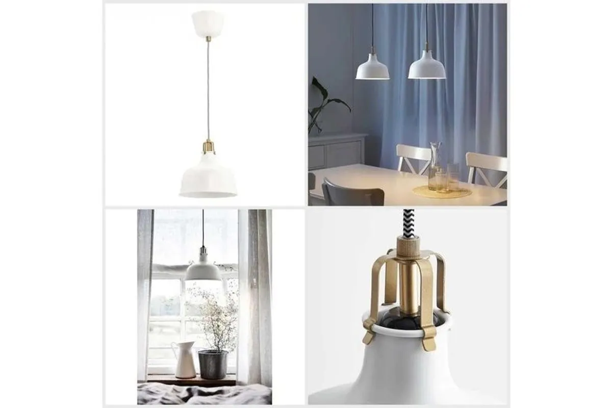 Two IKEA RANARP Pendant Lamps, Off-White - Image 4