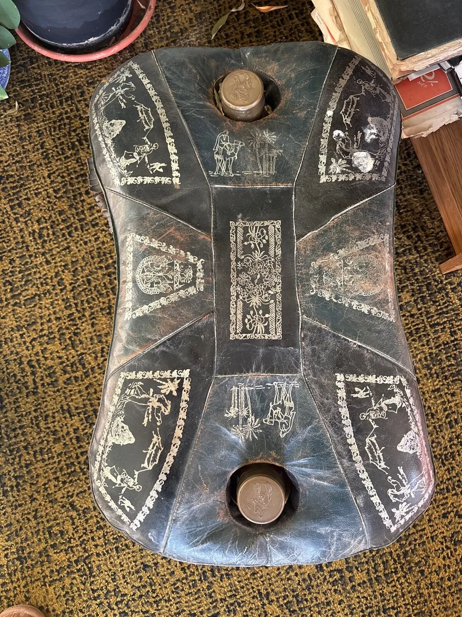 Leather 1950s camel saddle stool - Image 1