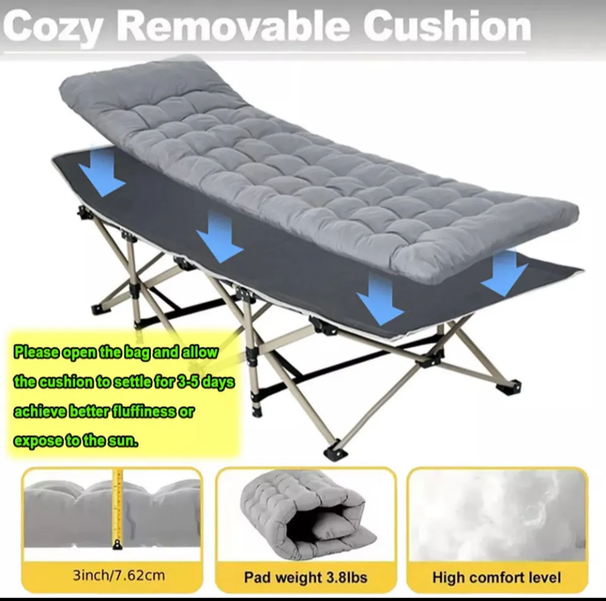 Portable Folding Bed with Mattress - Image 2
