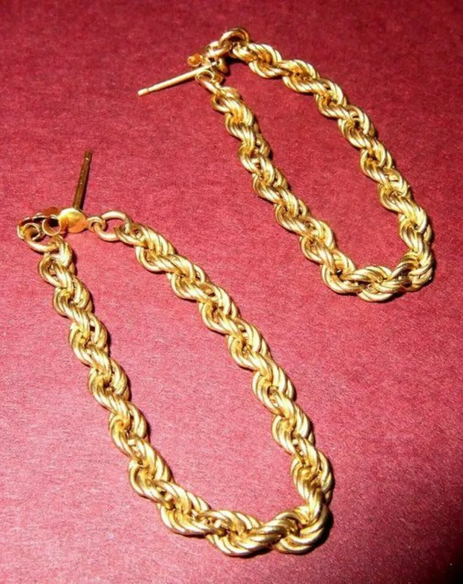 Vintage 9ct Gold Twisted Rope Earrings - Image 3
