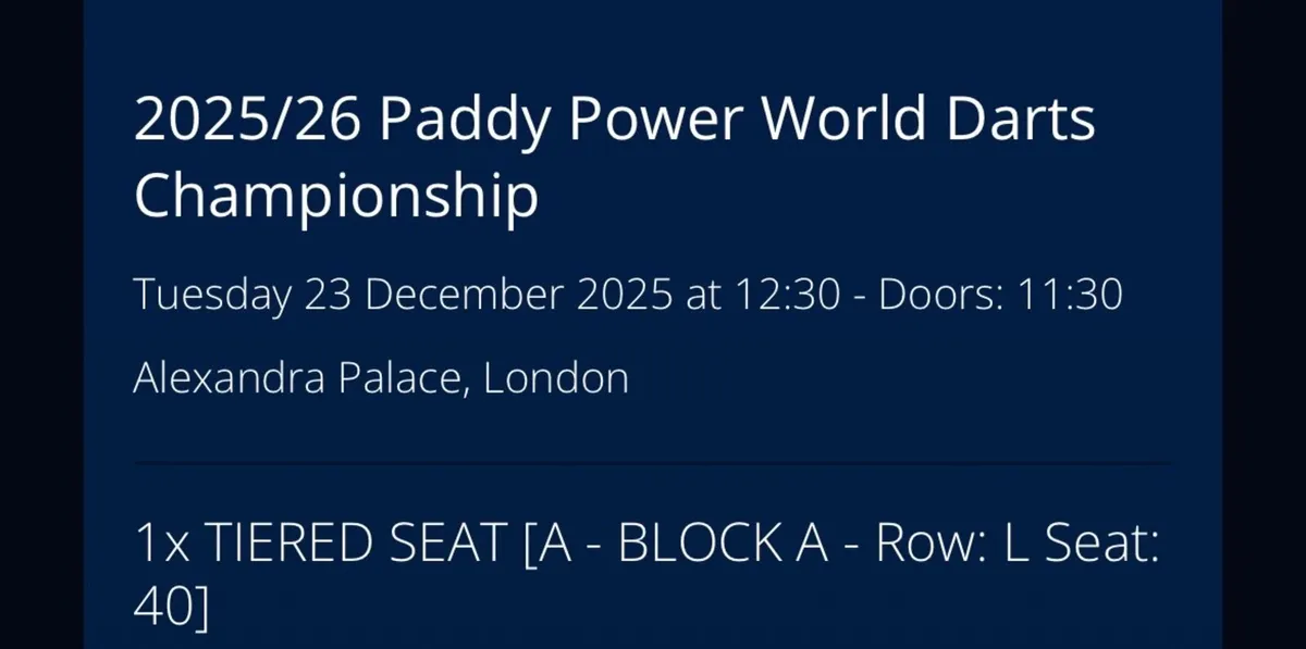 World darts championship ticket - Image 1