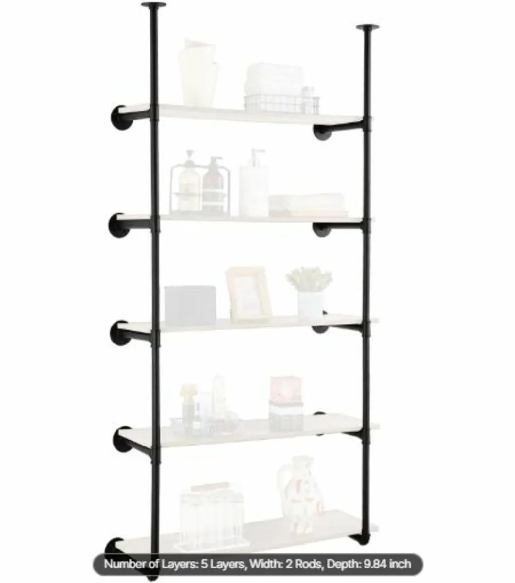 Industrial Pipe Shelf 5 Tier 2PCS 25 cm W Wall - Image 1