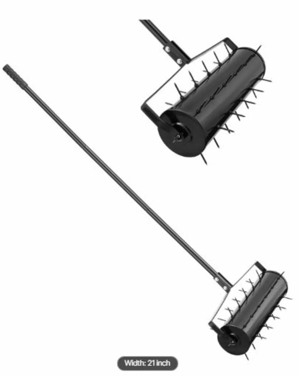Rolling Lawn Aerator, 21-inch Heavy-Duty Manual - Image 1