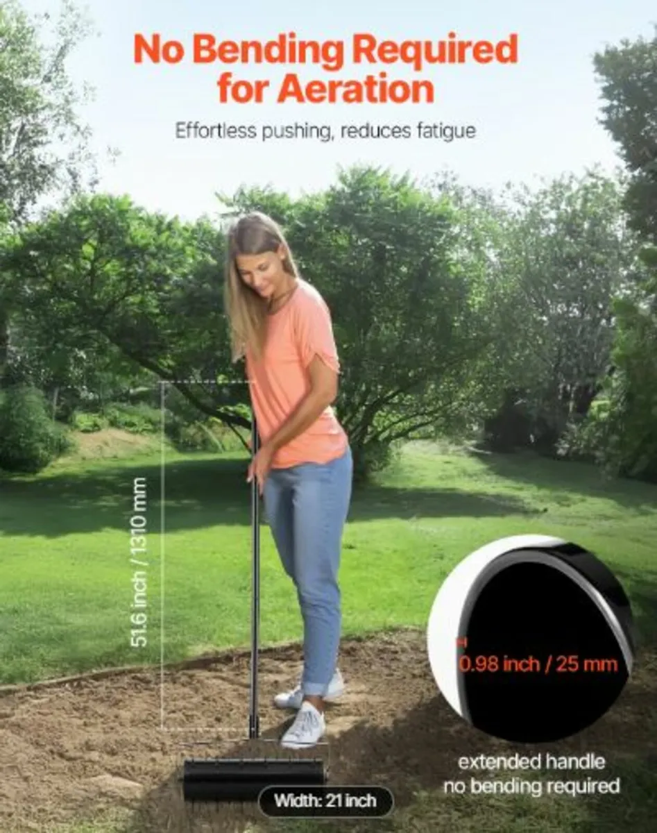 Rolling Lawn Aerator, 21-inch Heavy-Duty Manual - Image 2