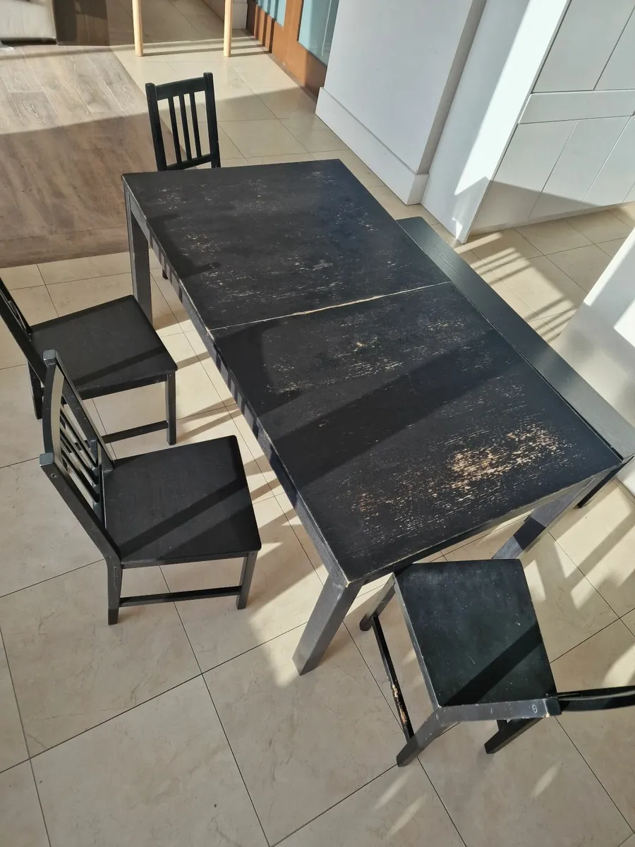 Kitchen Table with 4 matching chairs and bench - Image 2