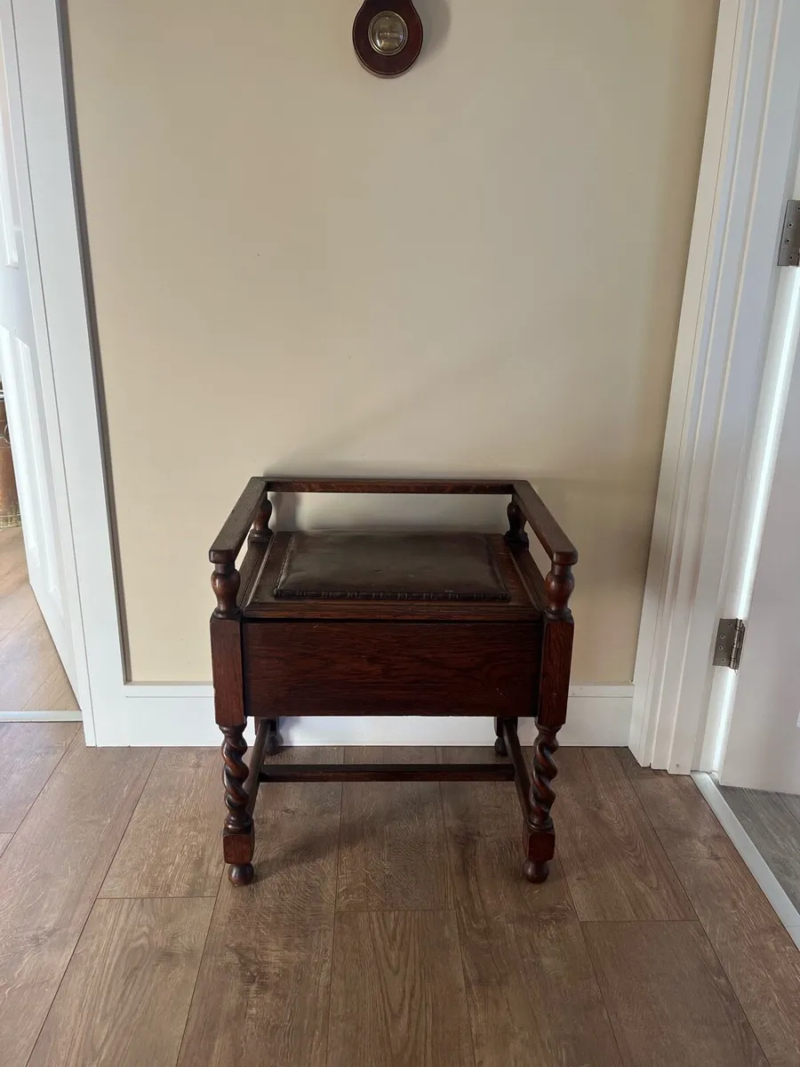 Antique Victorian Oak Piano Stool - Image 2