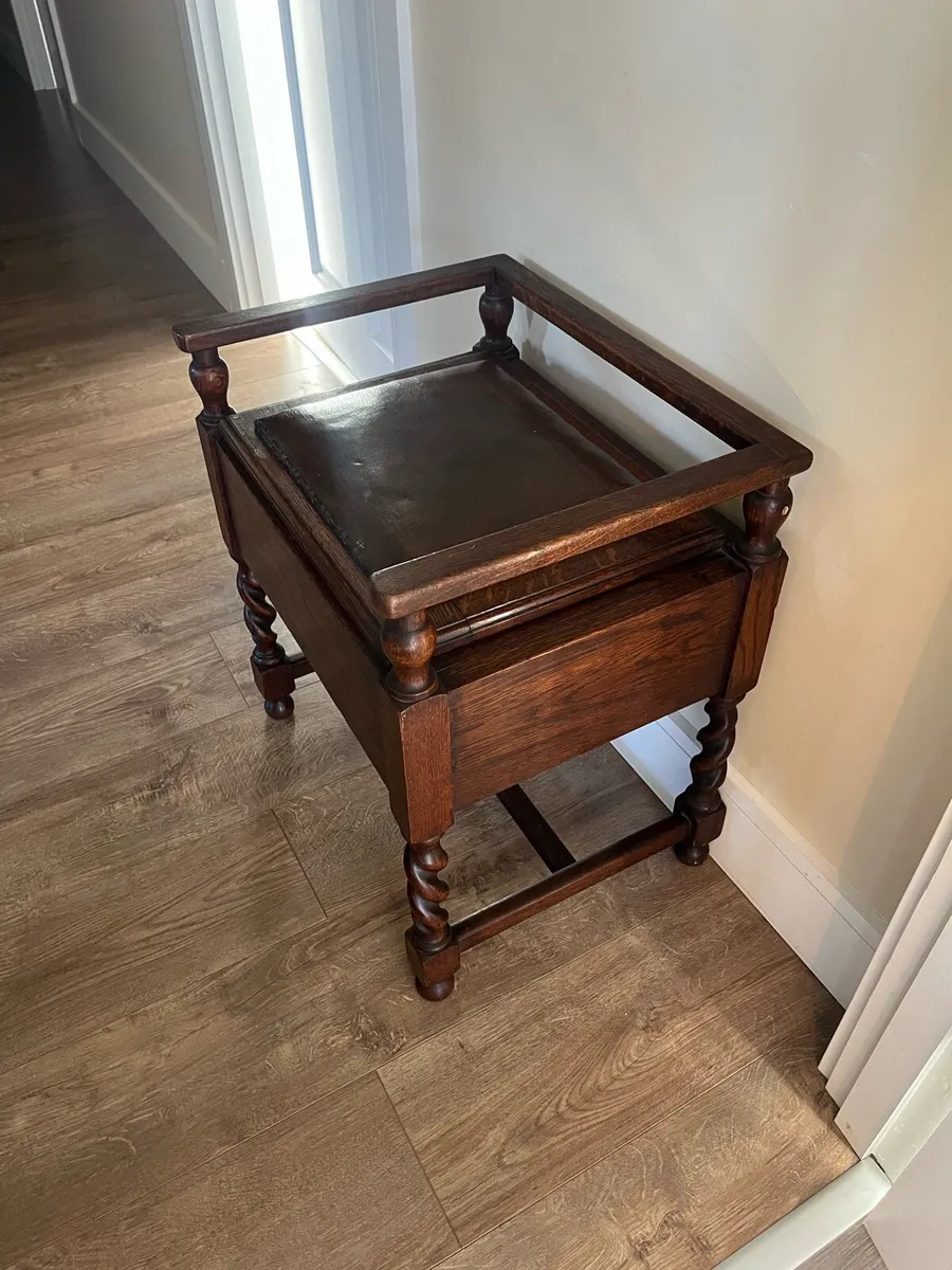 Antique Victorian Oak Piano Stool - Image 4