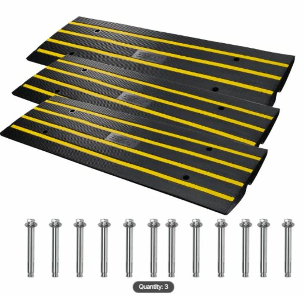 Curb Ramp Rubber Driveway Ramp 3 Pack 2.6"Rise 15T - Image 1