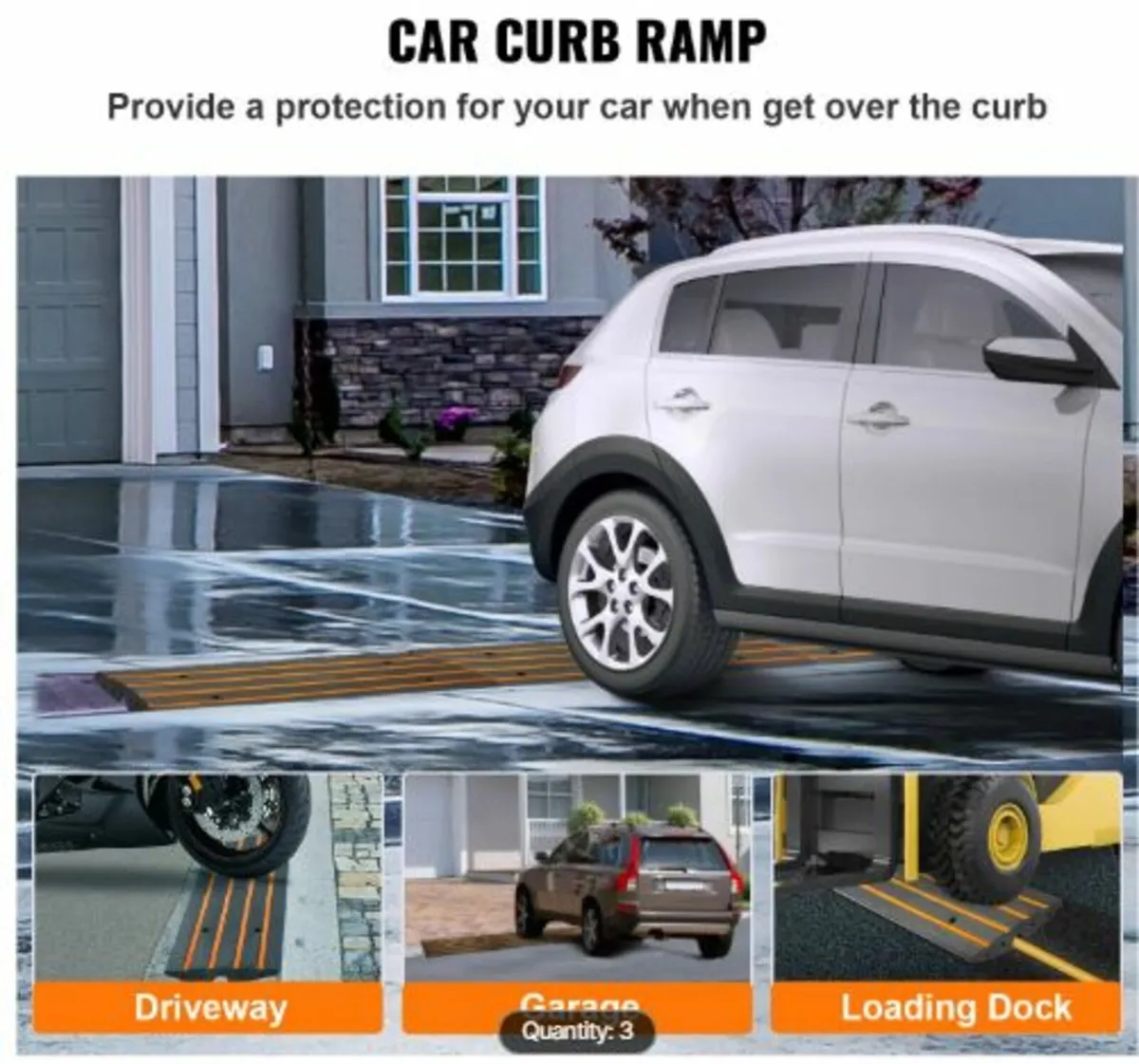Curb Ramp Rubber Driveway Ramp 3 Pack 2.6"Rise 15T - Image 2