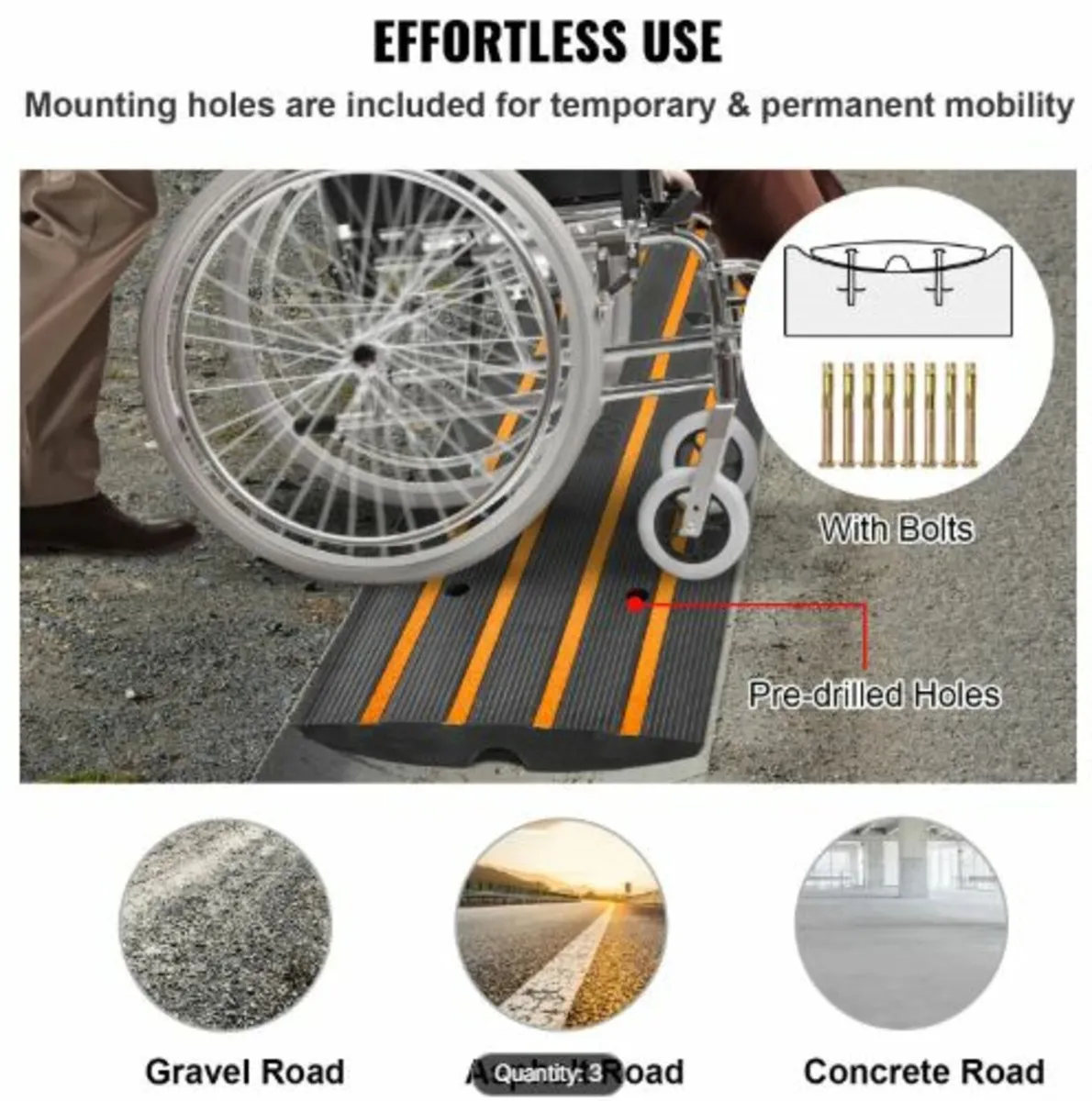 Curb Ramp Rubber Driveway Ramp 3 Pack 2.6"Rise 15T - Image 4