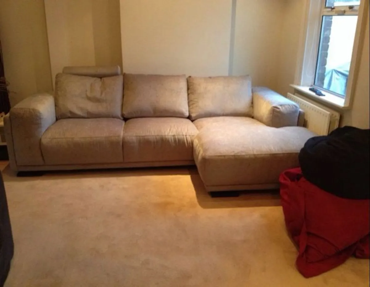 L shaped sofa, light grey - great condition