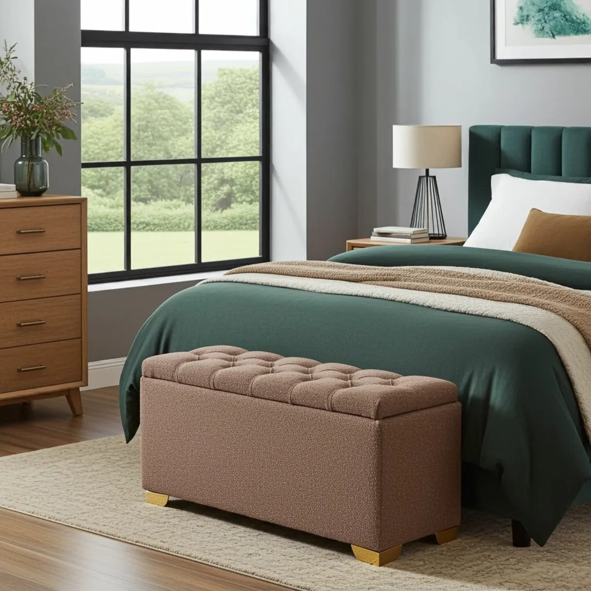 Bouclé Ottoman with Storage - Image 1