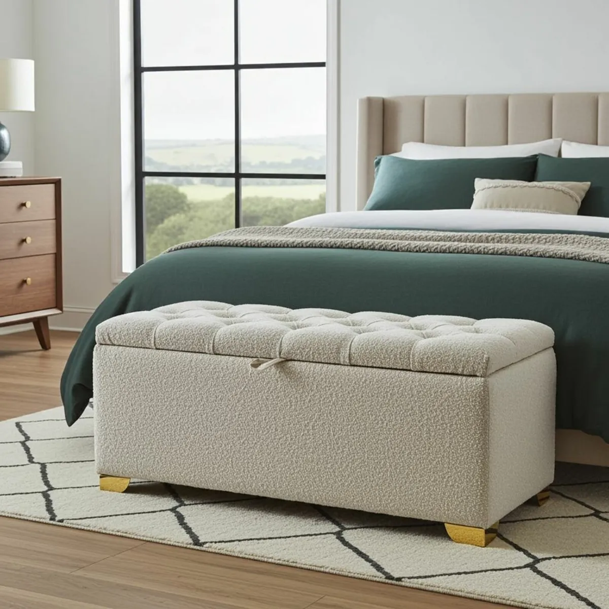 Bouclé Ottoman with Storag - Image 1