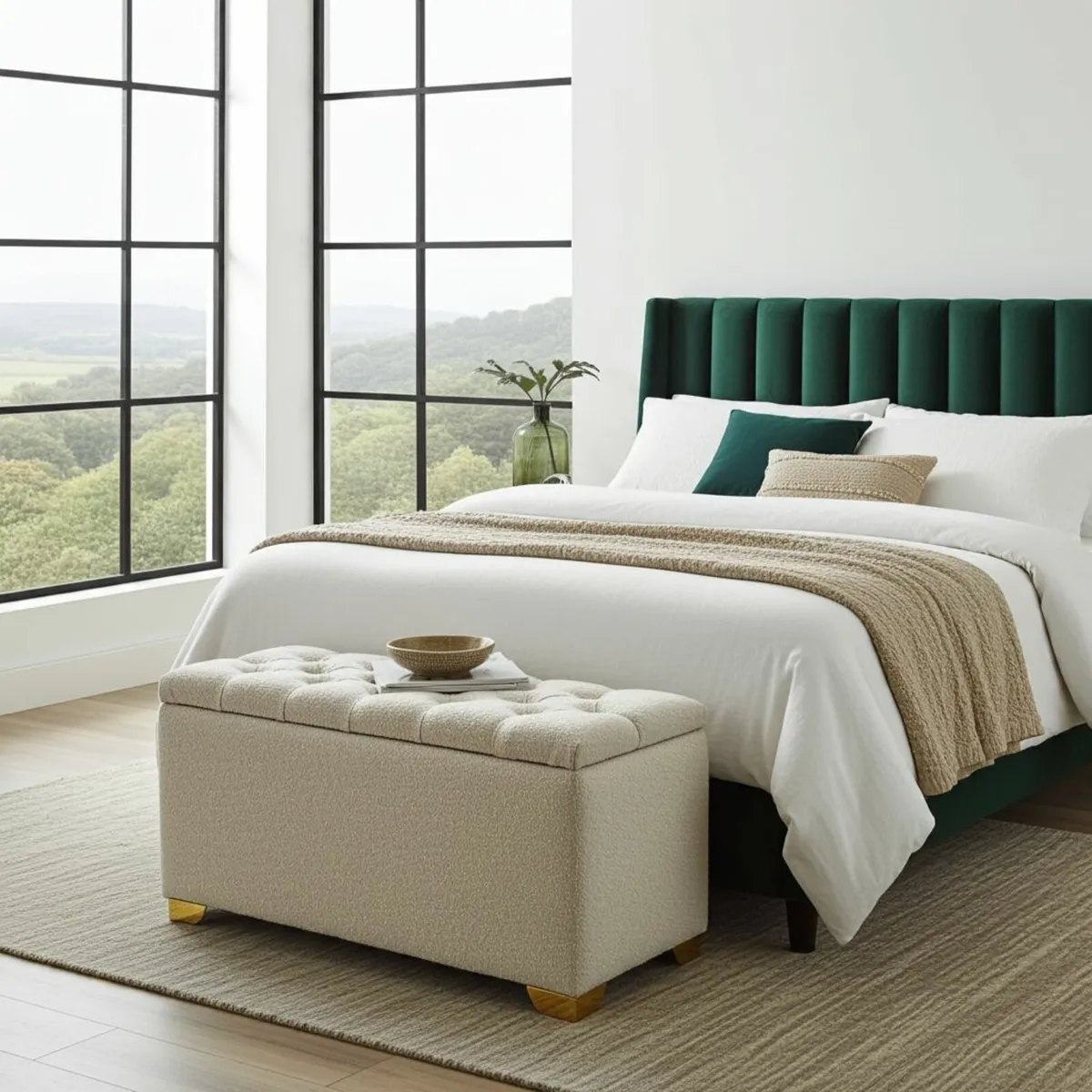 Bouclé Ottoman with Storag - Image 3