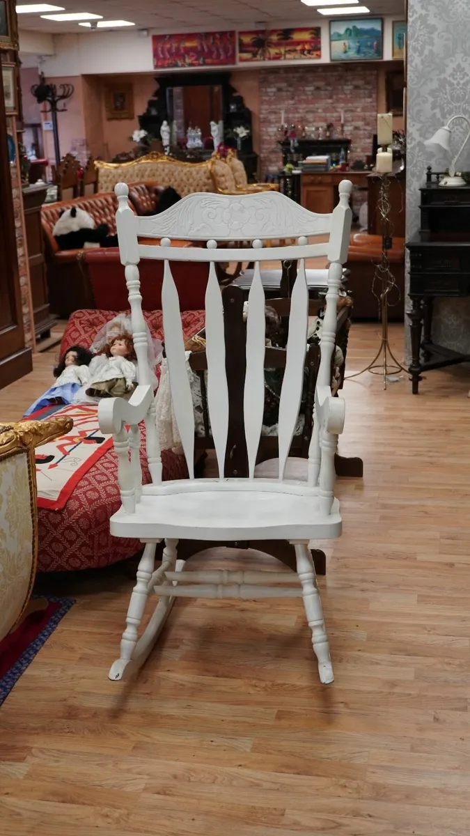 Vintage High-Back Rocking Chair - Image 1