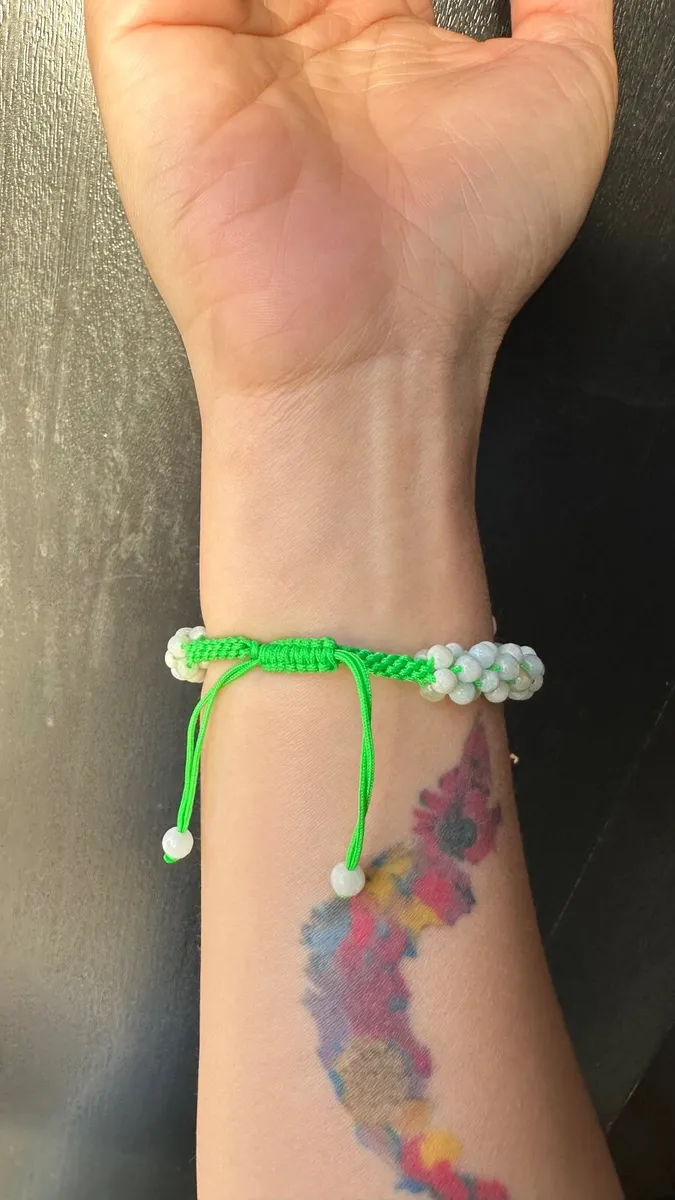 Handmade Floral Jadeite bracelet (grade A) - Image 3