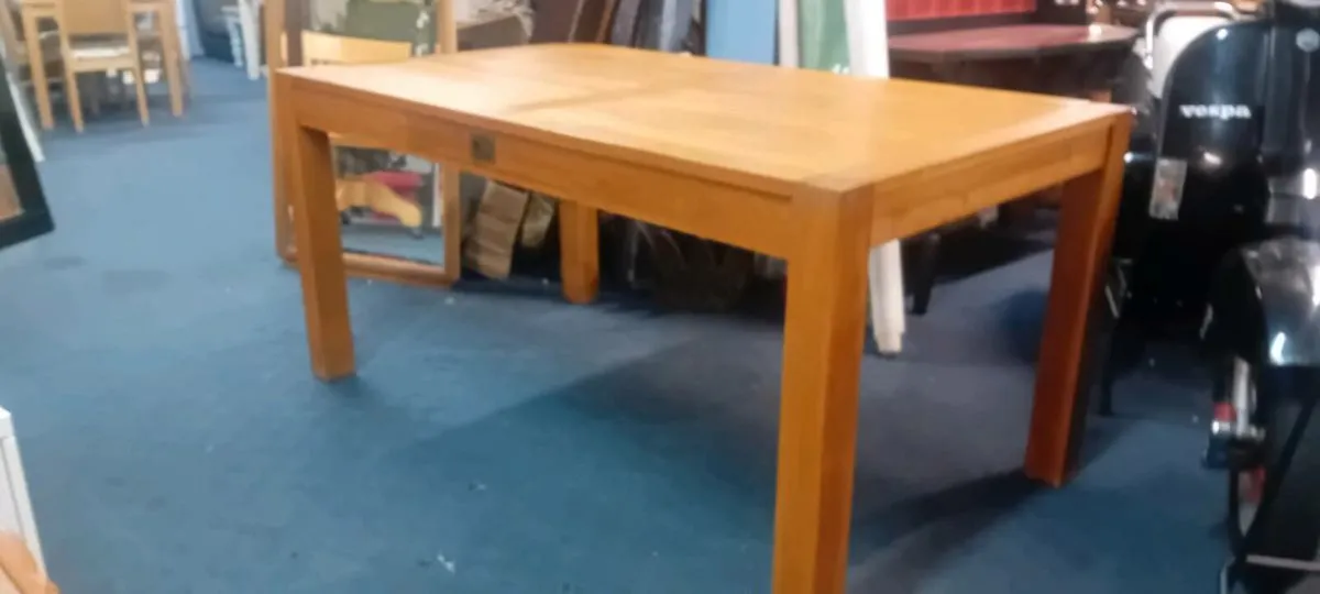 Modern Oak Dining Table With Drawer - Image 1