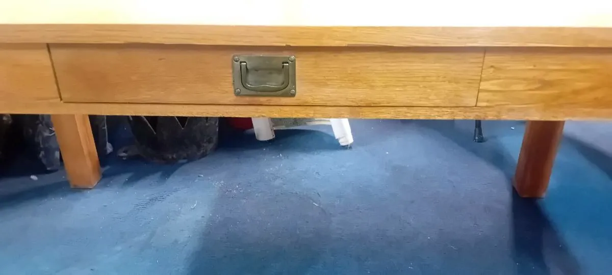 Modern Oak Dining Table With Drawer - Image 2