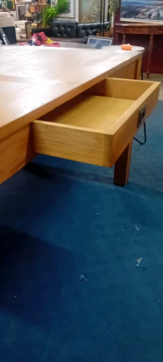 Modern Oak Dining Table With Drawer - Image 3