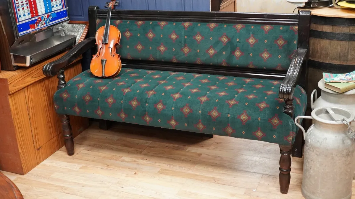 Snug Vintage Irish Pub Bench - Image 1
