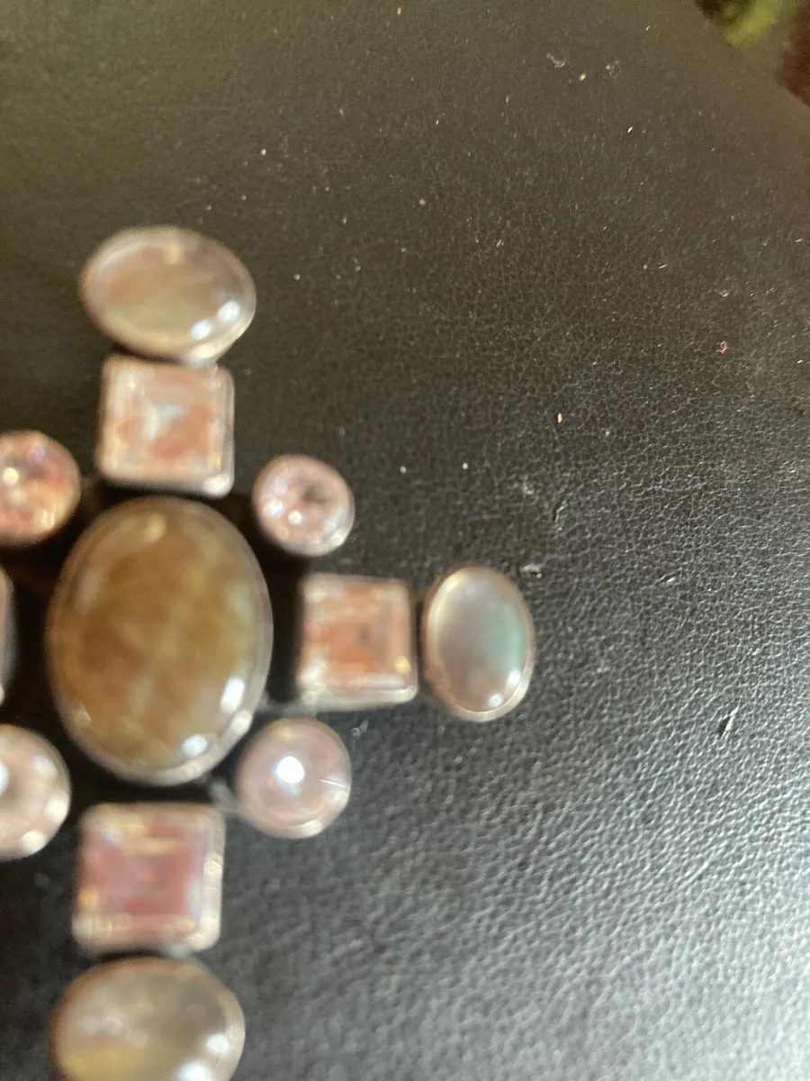 Silver pendant, clear & coloured crystals - Image 4